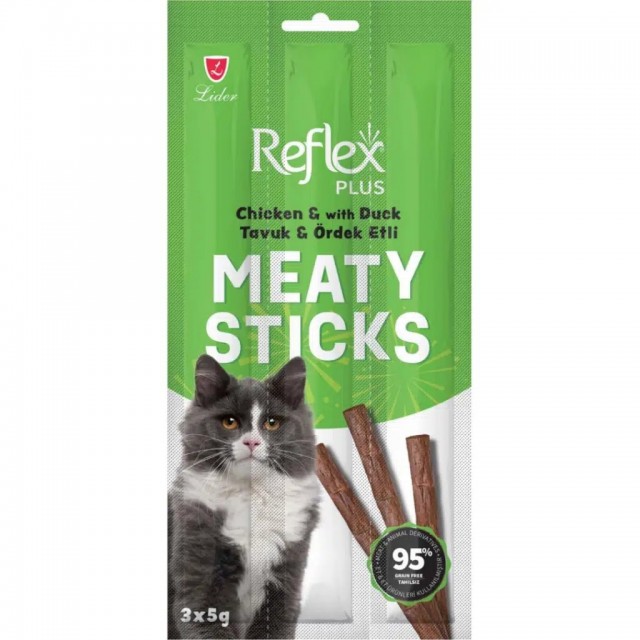 Reflex Plus Meaty Sticks Tavuklu ve Ördekli Kedi Ödül Çubuğu 3x5 Gr