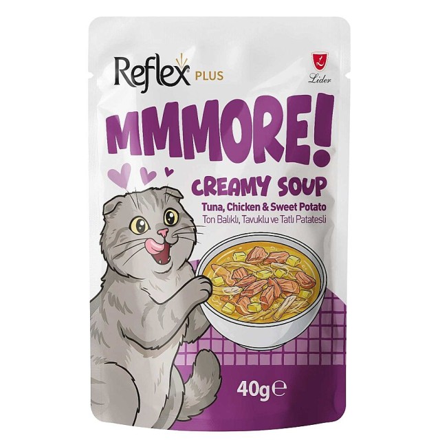 Reflex Plus MMMore Ton Balıklı, Tavuklu ve Tatlı Patatesli Kedi Çorbası 40gr
