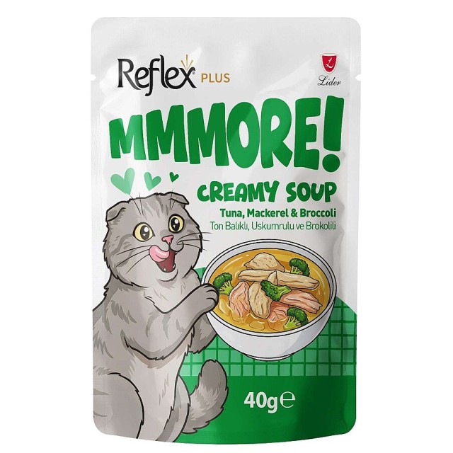 Reflex Plus MMMore Ton Balıklı, Uskumrulu ve Brokolili Kedi Çorbası 40gr