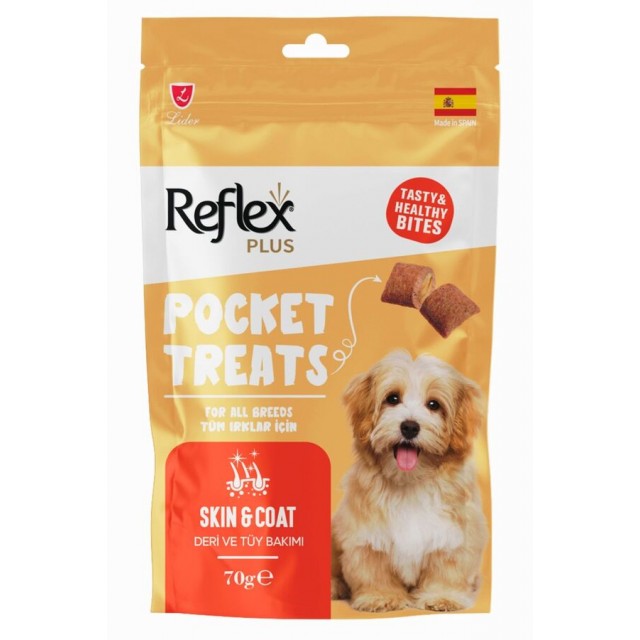 Reflex Plus Pocket Treats Deri ve Tüy Sağlığı İçin Köpek Ödül Maması 70gr