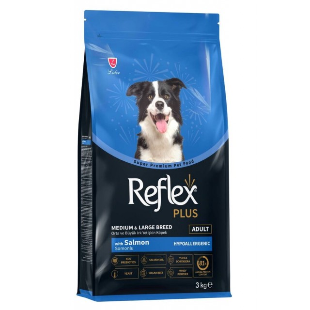 Reflex Plus Somonlu Orta ve Büyük Irk Yetişkin Köpek Maması 3kg