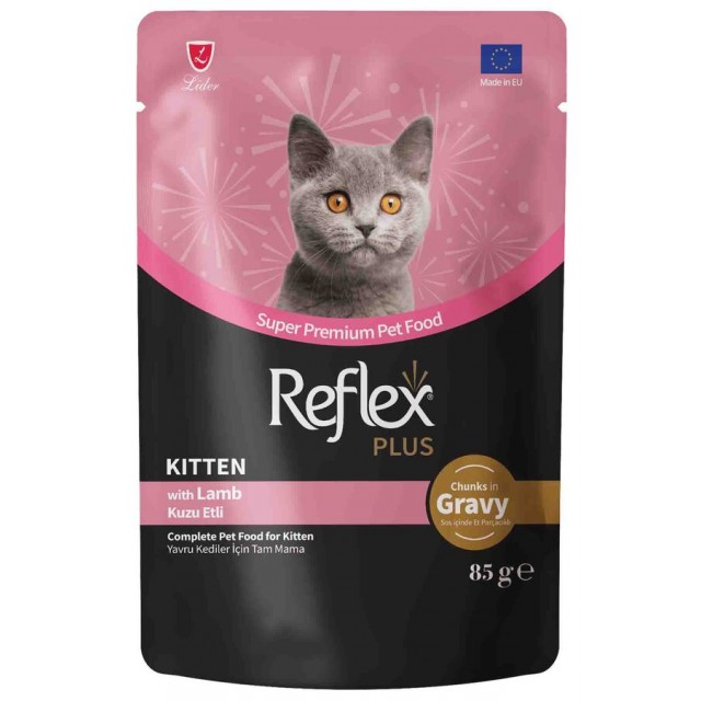 Reflex Plus Sos İçinde Et Parçacıklı Kuzu Etli Yavru Kedi Konservesi 85gr