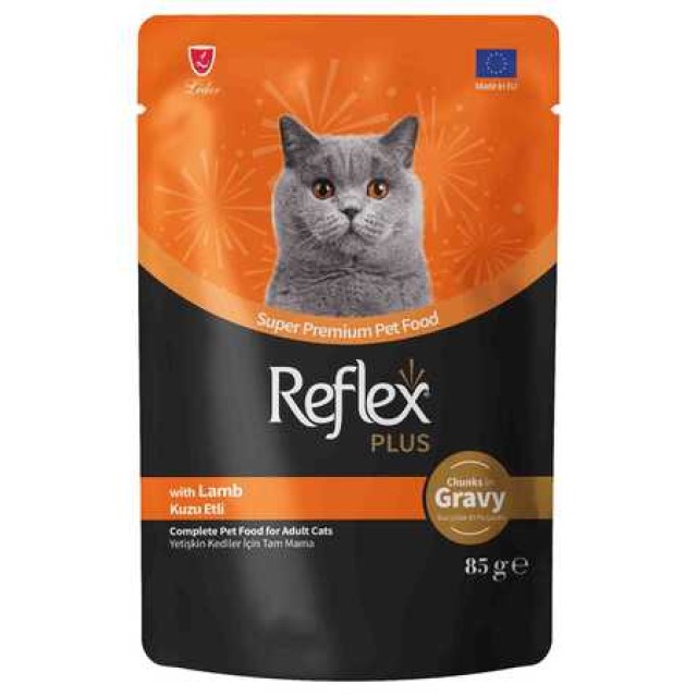 Reflex Plus Sos İçinde Et Parçacıklı Kuzu Etli Yetişkin Kedi Konservesi 85gr