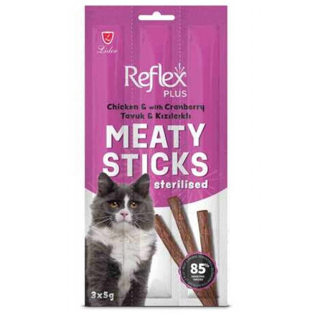 Reflex Plus Tavuklu ve Kızılcıklı Kısırlaştırılmış Kedi Ödül Çubuğu 3*5gr
