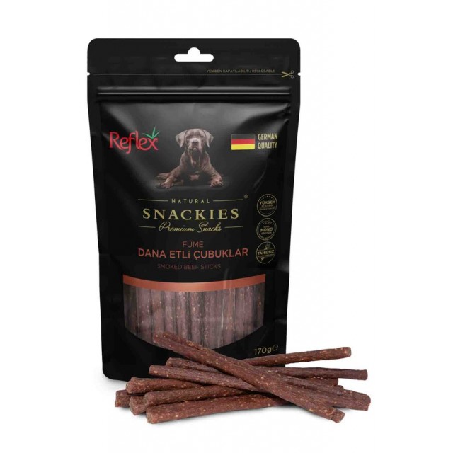 Reflex Snackies Natural Füme Dana Etli Tahılsız Köpek Ödül Çubuğu 170gr