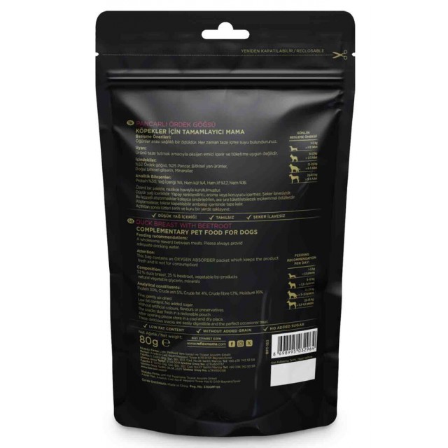 Reflex Snackies Pancarlı Ördek Göğsü Köpek Ödül Maması 80gr