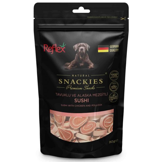Reflex Snackies Tavuklu ve Balıklı Sushi Köpek Ödül Maması 90gr