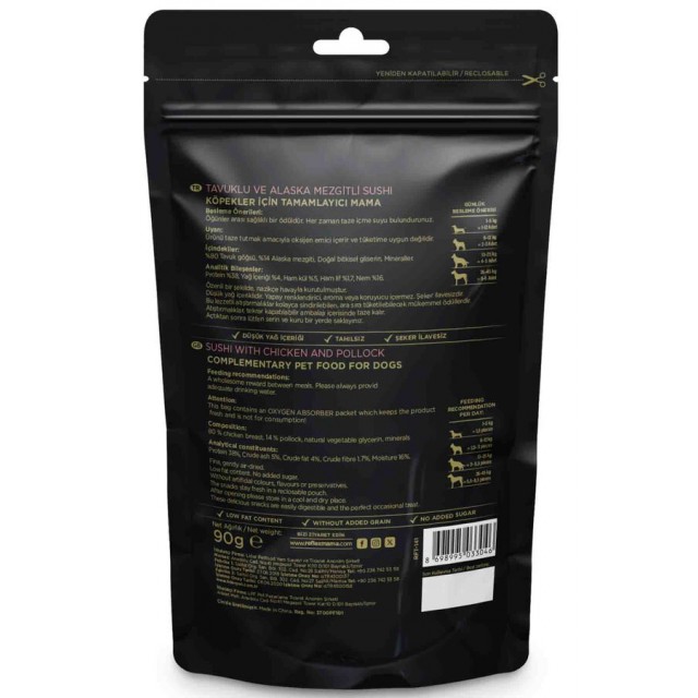 Reflex Snackies Tavuklu ve Balıklı Sushi Köpek Ödül Maması 90gr
