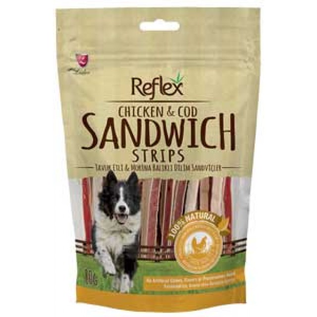 Reflex Tavuk Etli ve Morina Balıklı Dilim Sandviç Köpek Ödül Maması 80gr