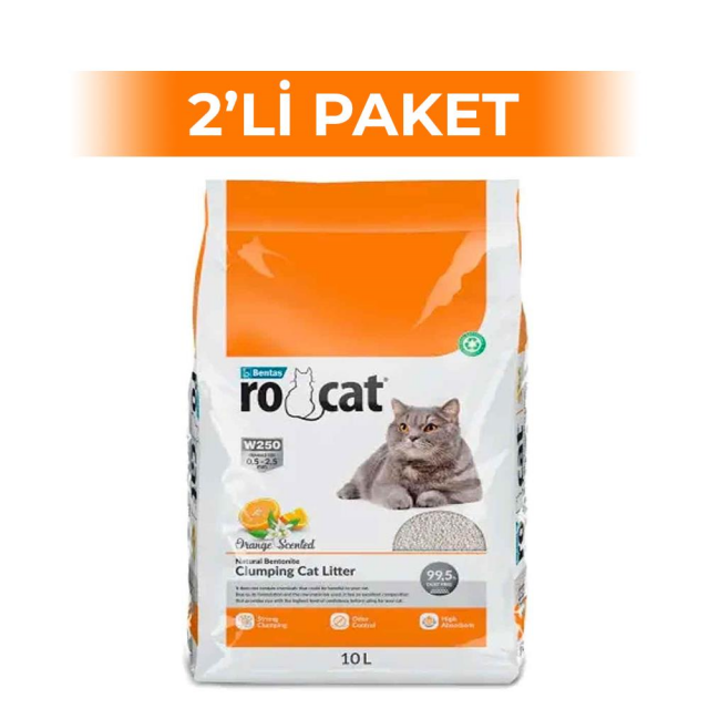 RoCat Portakal Kokulu Bentonit Kedi Kumu 10 lt 2 Adet