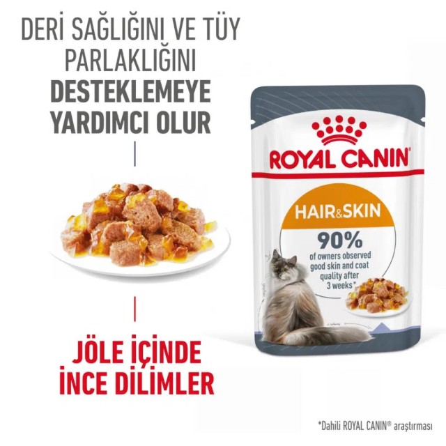 Royal Canin Hair & Skin Care Jelly Pouch Kedi Yaş Maması 85 Gr