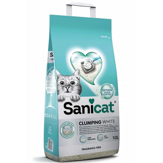 Sanicat Clumping White Kokusuz Hızlı Topaklanan Beyaz Kedi Kumu 10lt