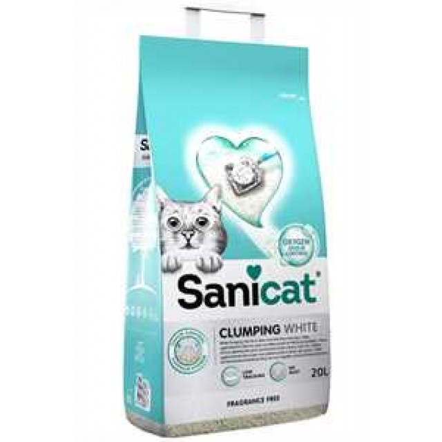 Sanicat Clumping White Oksijen Kontrollü Kokusuz Hızlı Topaklanan Kedi Kumu 20lt