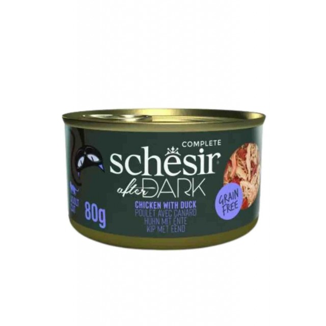 Schesir After Dark Sos İçinde Tavuklu ve Ördekli Yetişkin Kedi Konservesi 80 gr