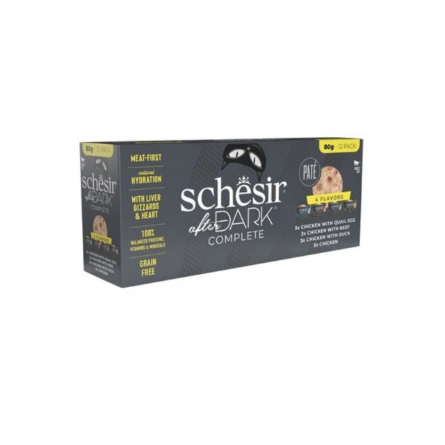 Schesir After Dark Pate Yetişkin Kedi Konservesi Çeşit Paketi 80gr (12 Adet)