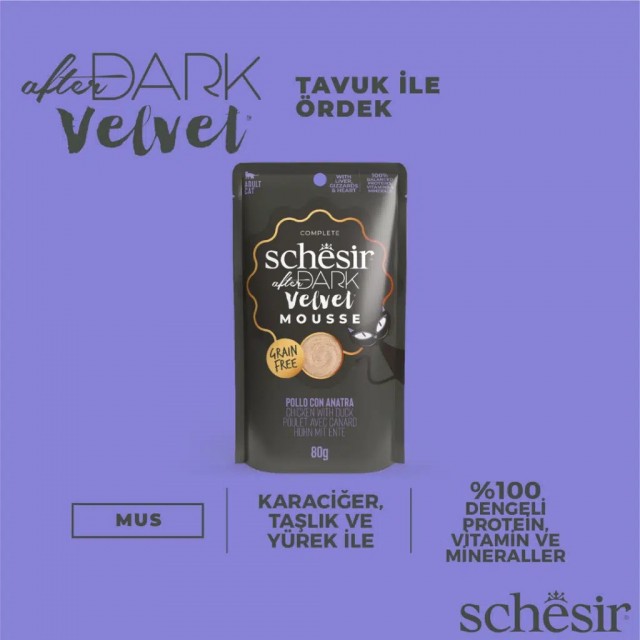 Schesir After Dark Tavuklu ve Ördekli Mus Pouch Kedi Yaş Maması 80 Gr