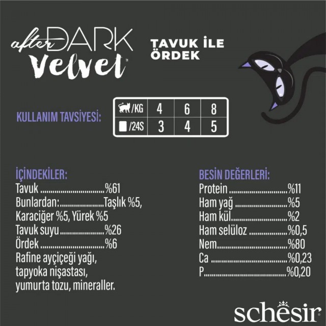 Schesir After Dark Tavuklu ve Ördekli Mus Pouch Kedi Yaş Maması 80 Gr