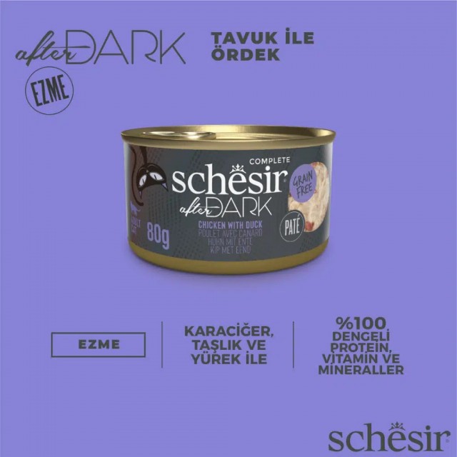 Schesir After Dark Tavuklu ve Ördekli Pate Kedi Konservesi 80 Gr