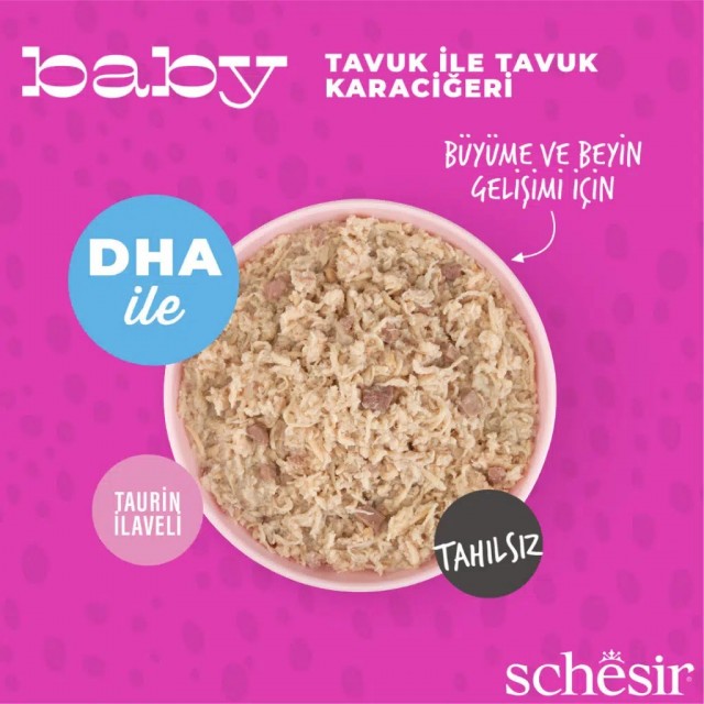 Schesir Baby Tavuklu ve Tavuk Karaciğerli Et Suyunda Yavru Kedi Konservesi 70 Gr