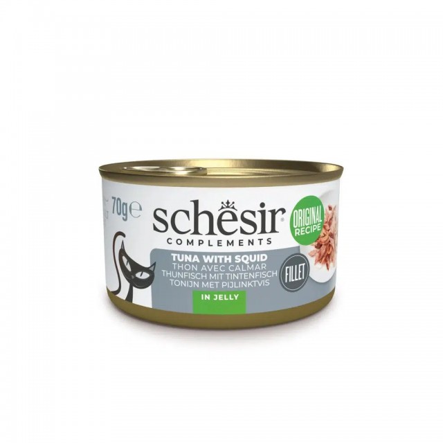 Schesir Jöle İçinde Ton Balıklı ve Kalamarlı Yetişkin Kedi Konservesi 70gr