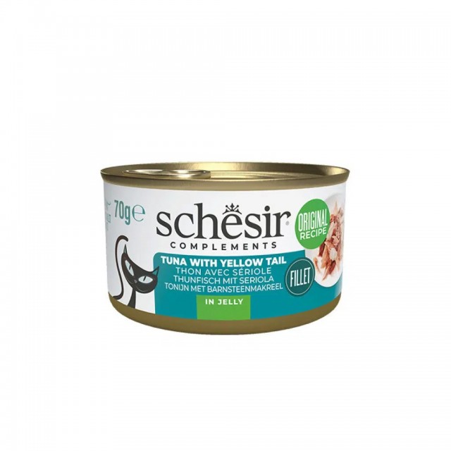 Schesir Jöle İçinde Ton Balıklı ve Sarı Kuyruk Balıklı Kedi Konservesi 70gr