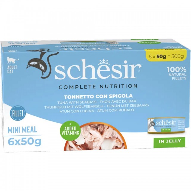 Schesir Multipack Ton Balığı İle Levrekli Jöle İçinde Kedi Konservesi 6x50 Gr
