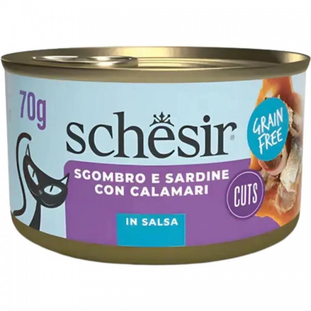 Schesir Sardalya ve Uskumrulu Sos İçinde Kedi Konserve Maması 70 Gr