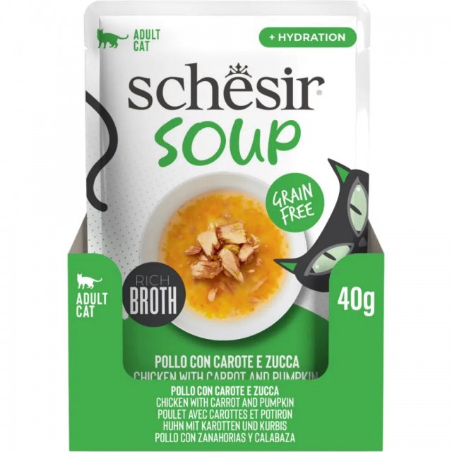Schesir Soup Tavuk İle Bal Kabağı Yetişkin Kedi Çorbası Pouch 40 Gr