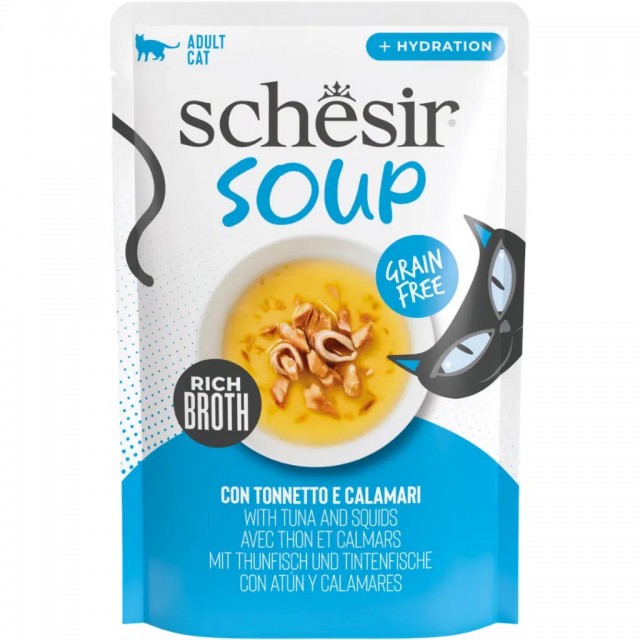 Schesir Soup Ton Balığı İle Kalamar Yetişkin Kedi Çorbası Pouch 40 Gr