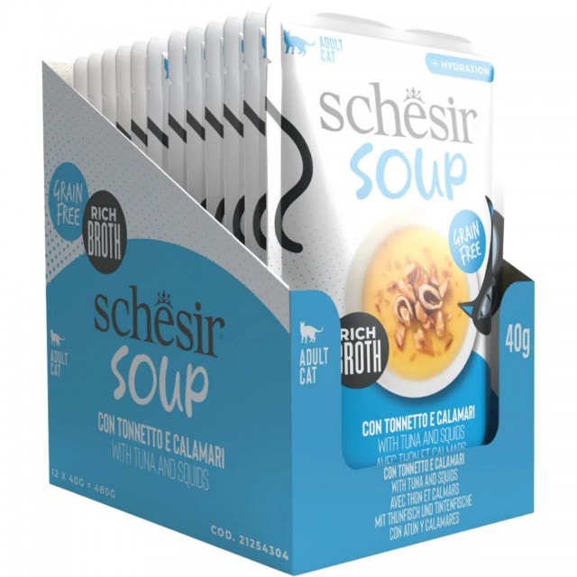 Schesir Soup Ton Balığı İle Kalamar Yetişkin Kedi Çorbası Pouch 40 Gr