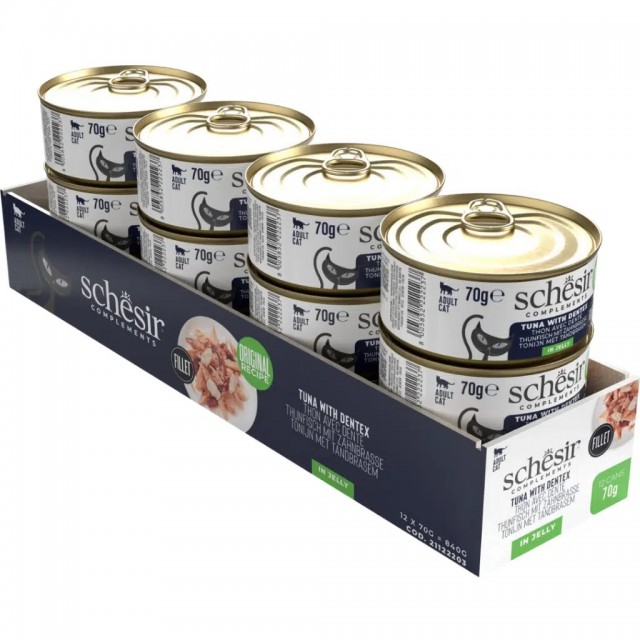 Schesir Ton Balıklı ve Sinarit Balıklı Jöle İçinde Kedi Konservesi 70 Gr