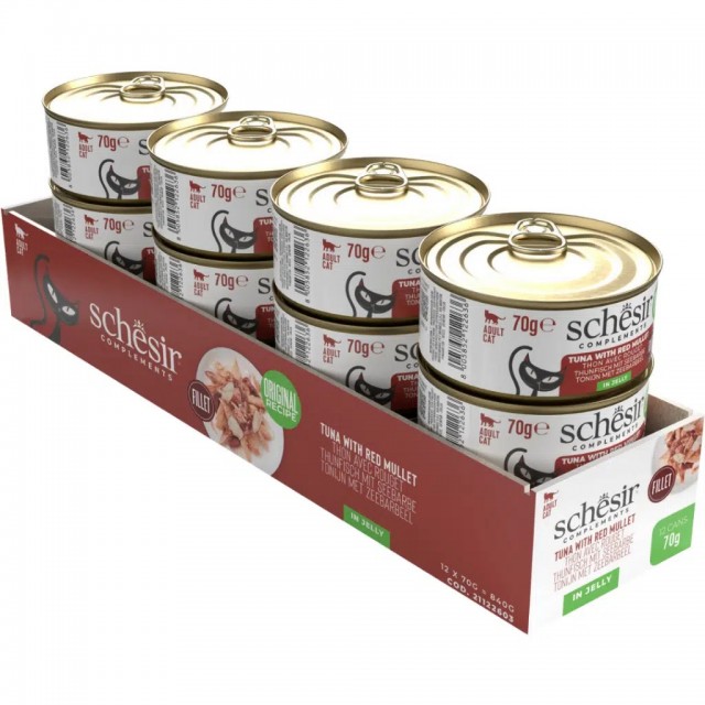 Schesir Ton Balıklı ve Barbun Balıklı Jöle İçinde Kedi Konservesi 70 Gr