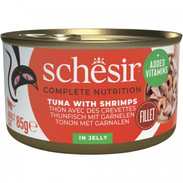 Schesir Ton Balıklı ve Karidesli Jöle İçinde Yetişkin Kedi Konservesi 85 Gr