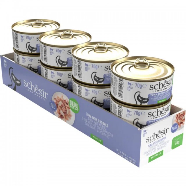 Schesir Ton Balıklı ve Orfoz Balıklı Jöle İçinde Kedi Konservesi 70 Gr