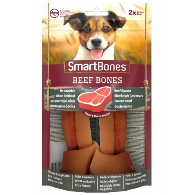 SmartBones Orta Irk Köpekler için Biftekli Ödül Kemiği (2li) 158gr