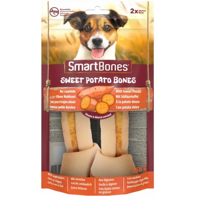 Smartbones Orta Irk Köpekler için Tatlı Patatesli Ödül Kemiği (2li) 158gr