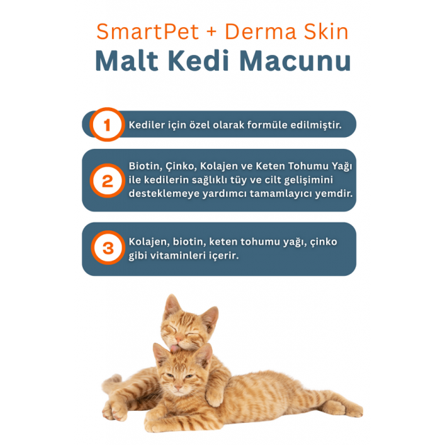 SmartPet + Derma Skin Sensitive Skin Tüy Sağlığı Destekleyici Kedi Macunu 100gr