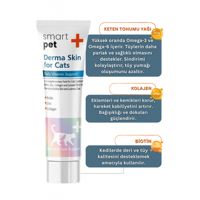SmartPet + Derma Skin Sensitive Skin Tüy Sağlığı Destekleyici Kedi Macunu 100gr