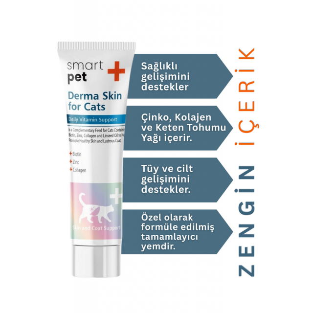 SmartPet + Derma Skin Sensitive Skin Tüy Sağlığı Destekleyici Kedi Macunu 100gr