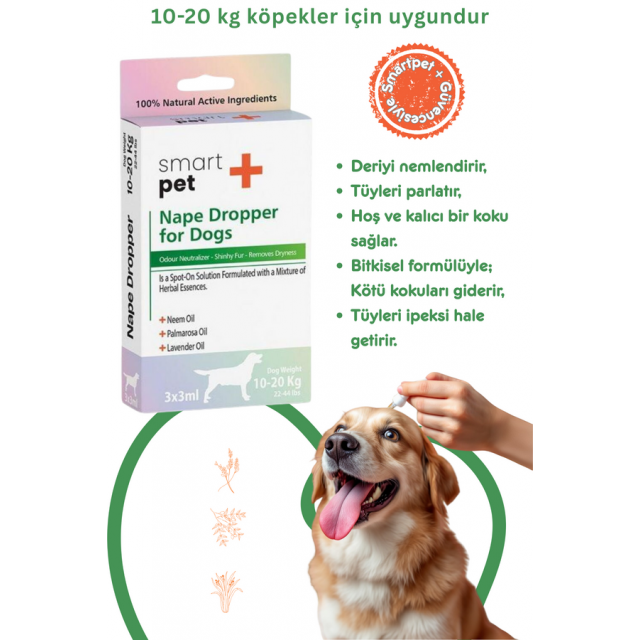Smartpet + 10-20kg Köpekler İçin Deri Bakım Ense Damlası 3x3ml