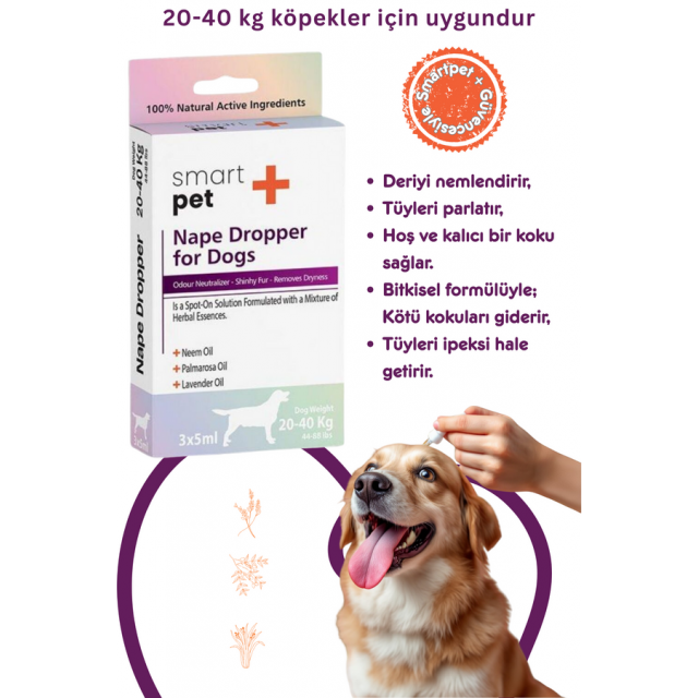 Smartpet + 20-40kg Köpekler İçin Deri Bakım Ense Damlası 3x5ml