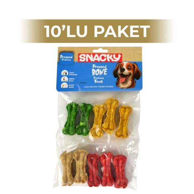 Snacky Munchy Köpek Press Kemik 5 cm 10'lu 10 Paket