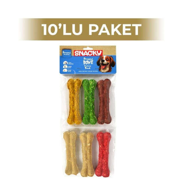 Snacky Munchy Köpek Press Kemik 11,5 cm 6'lı 10 Paket