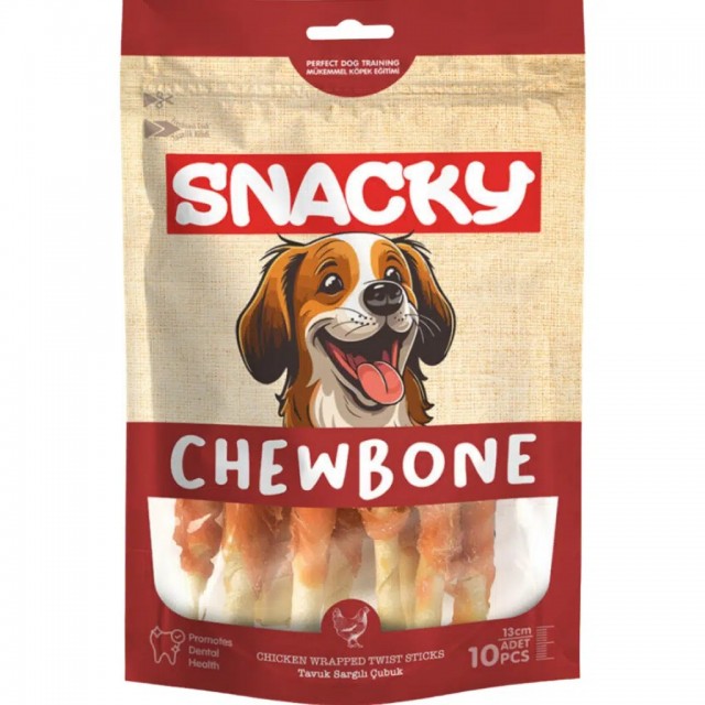 Snacky Twist Sticks Tavuk Sargılı Çubuk Köpek Ödülü 13 Cm 10 Lu 100 Gr