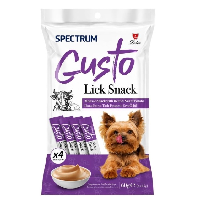 Spectrum Gusto Dana Etli ve Tatlı Patatesli Köpek Sıvı Ödül Maması 4x15 gr