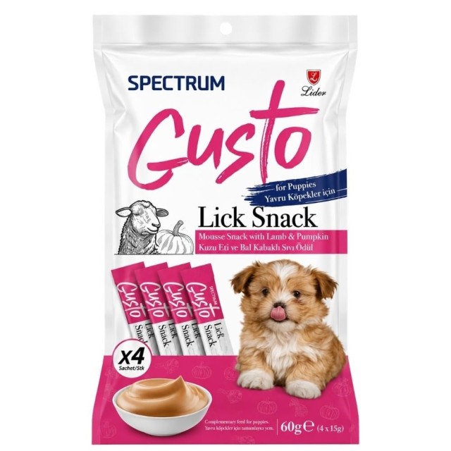 Spectrum Gusto Kuzu Etli ve Bal Kabaklı Yavru Köpek Sıvı Ödül Maması 4x15 gr