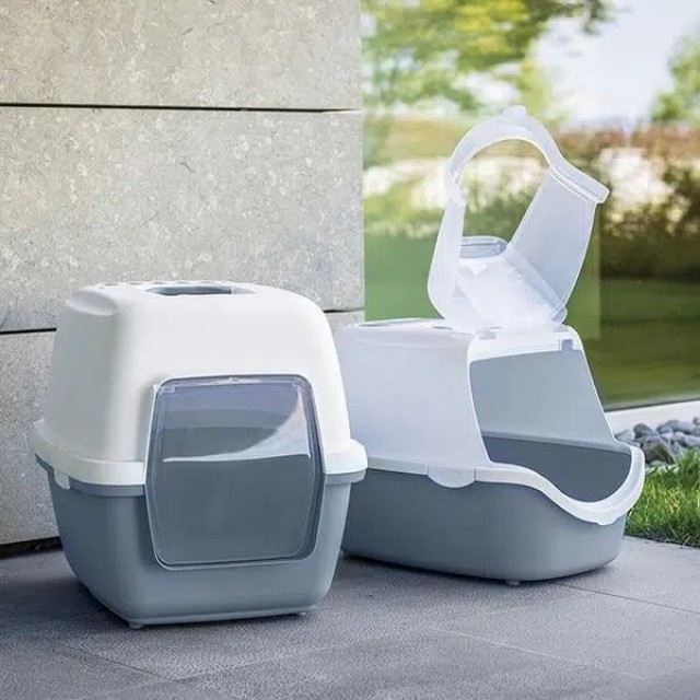 Stefanplast Cathy Easy Clean Gri Beyaz Kapalı Kedi Tuvaleti