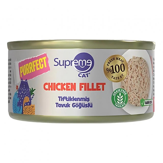 Supreme Cat Tiftiklenmiş Tavuk Göğüslü Yetişkin Konserve Kedi Maması 70gr