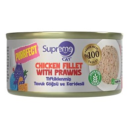 Supreme Cat Tiftiklenmiş Tavuk Göğüsü Ve Karidesli Yetişkin Konserve Kedi Maması 70gr