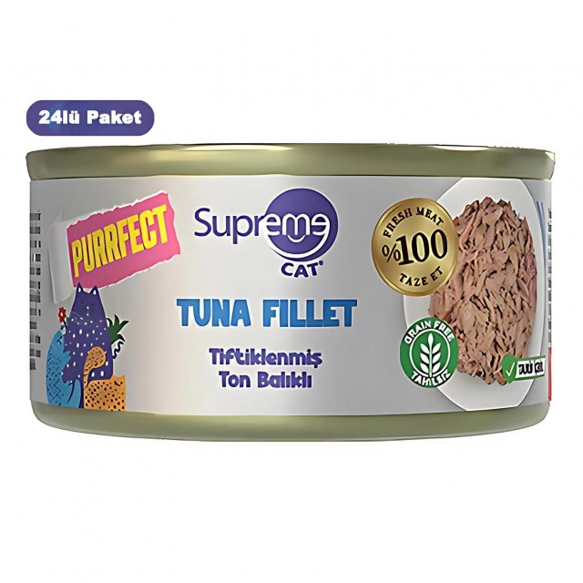 Supreme Cat Tiftiklenmiş Ton Balıklı Yetişkin Konserve Kedi Maması 70gr